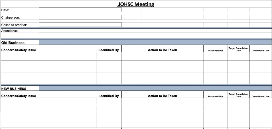 meeting minute template excel