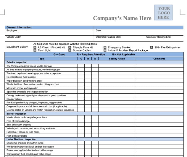 Download Now Vehicle Safety Inspection Checklist The Safety Doc Shop