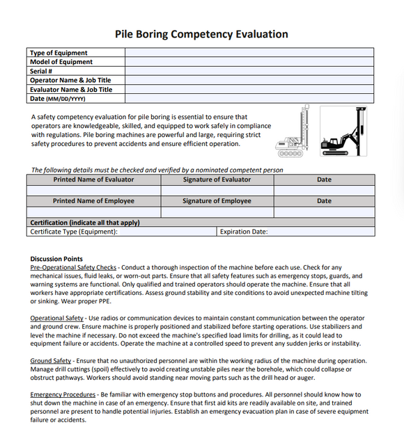 Template -Competency Evaluation for Pile Boring Machine