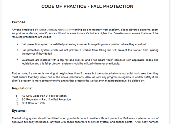 Fall Protection Written Test Safety Doc | Fall Protection | Code of Practice – The Safety Doc Shop