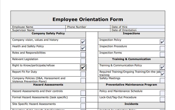 Checklist - Employee Orientation