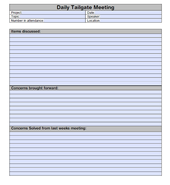 Download Now | Daily Tailgate Meeting Template – The Safety Doc Shop