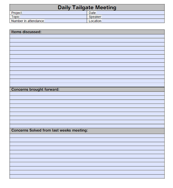 Download Now Daily Tailgate Meeting Template The Safety Doc Shop