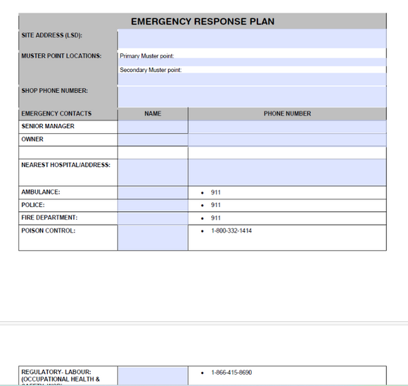 Emergency Response Plan Template Emergency Response Plan Checklist