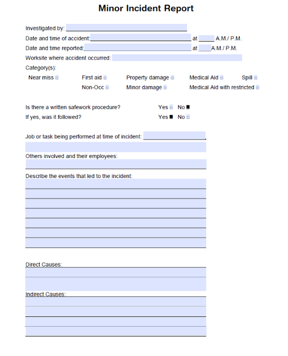 Safety Doc Download | Minor Incident Investigation Report – The Safety ...