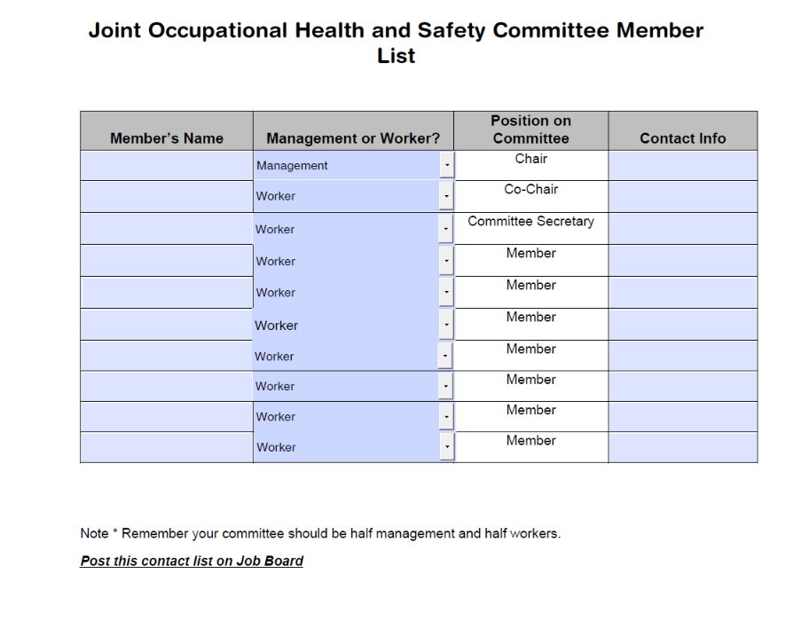 Committee Roster Formating Safety Doc Download | JOHSC Committee Member List Log – The Safety Doc Shop