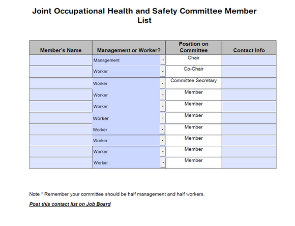 Log - JOHSC Committee Member List