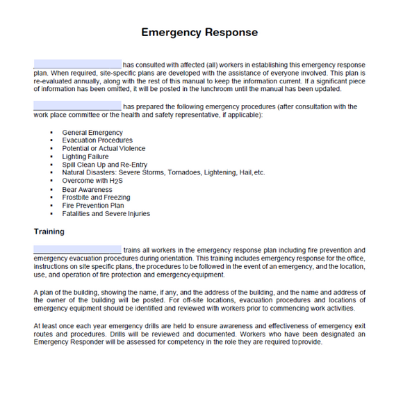 Policy - Emergency Response