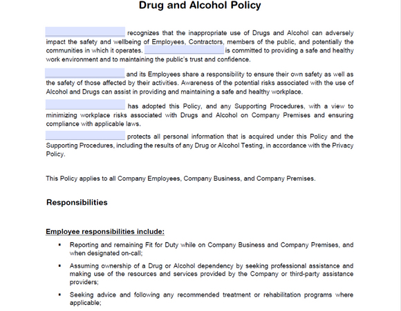 Policy - Drugs and Alcohol