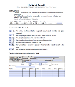 Permit - Hot Work, Open Flames, Flammable Materials