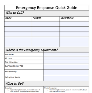 Template - Emergency Response Quick Guide (Canadian)