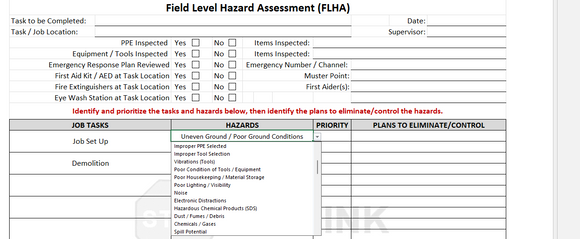 Flra Example Field Level Hazard Assessment with Drop Down Menu- Fillable Online ...