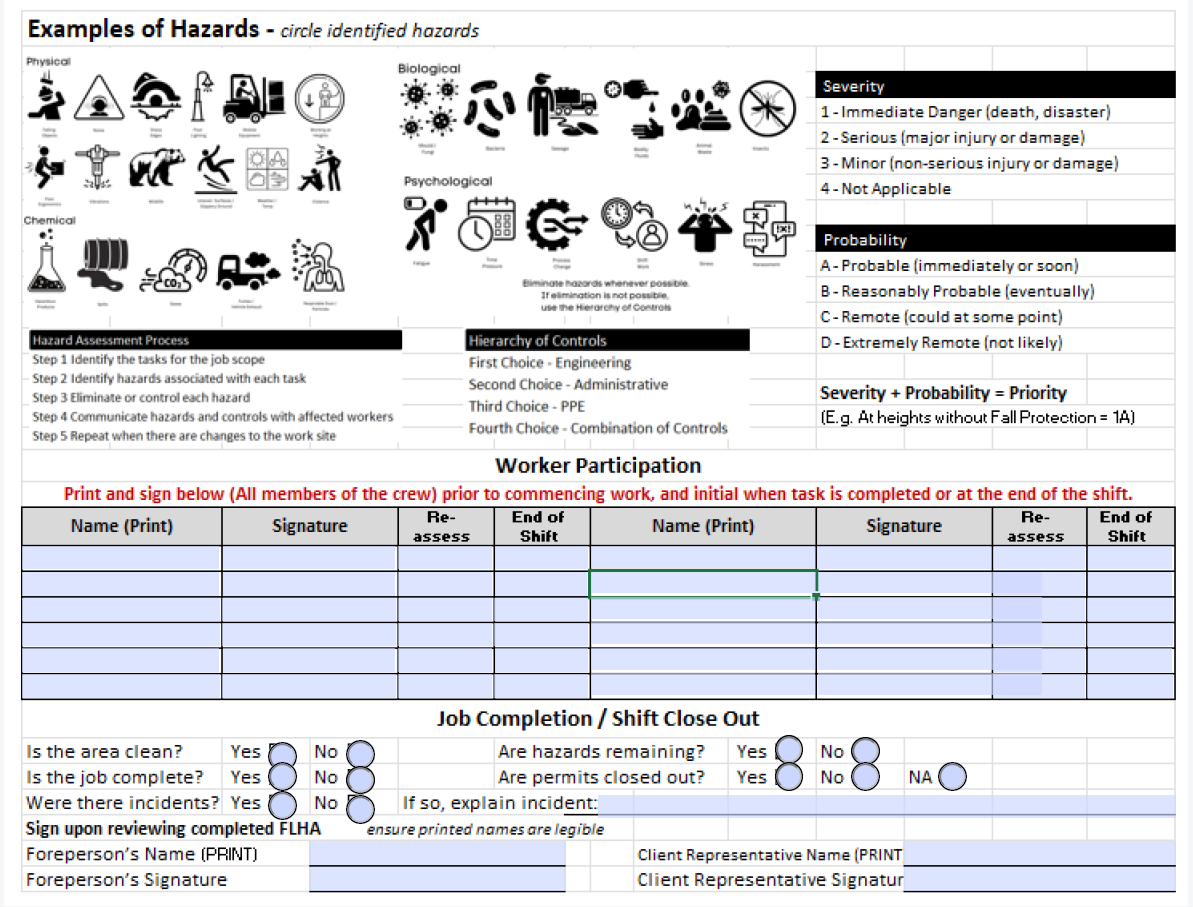 Field Level Risk Field Level Hazard Assessment with Fillable Online - Without drop down ...