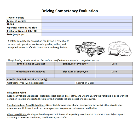 Template -Competency Evaluation for Driving