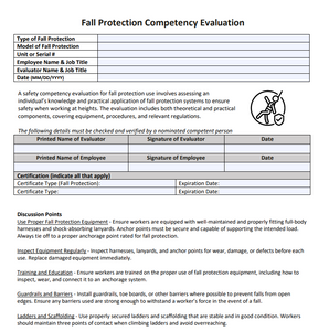 Template - Competency Evaluation for Fall Protection