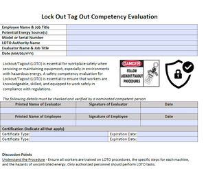 Competency Evaluation for Lock Out Tag Out (LOTO)