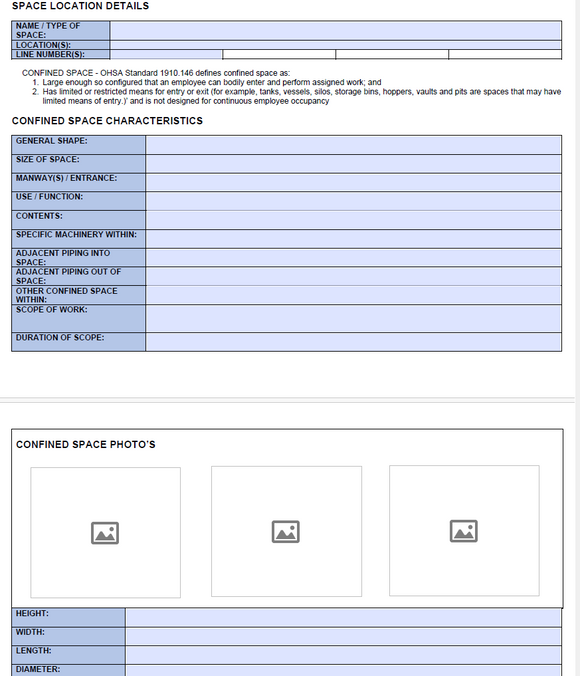 Template - Confined Space Hazard Assessment - American OHSA