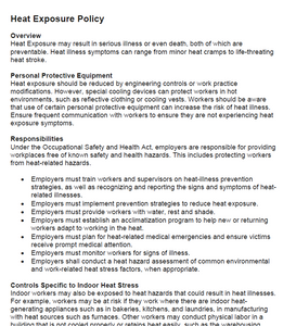 Policy - Heat Exposure - American (OHSA)