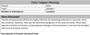 Daily - Powder Actuated Tools