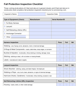 4 Point Fall Protection Inspection Checklist