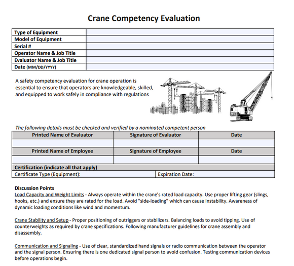 Template -Competency Evaluation for Crane