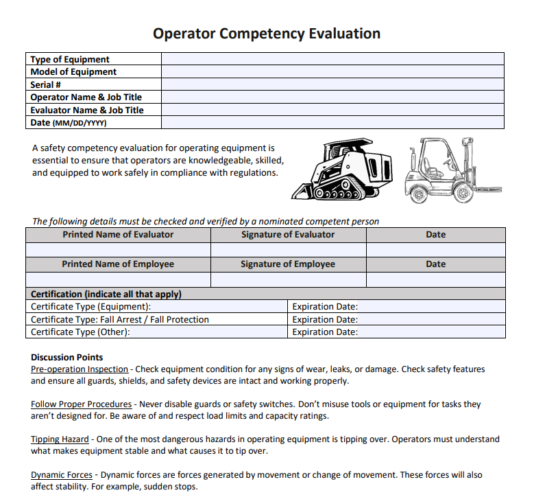 Template - Competency Evaluation for Operator (General) – The Safety ...