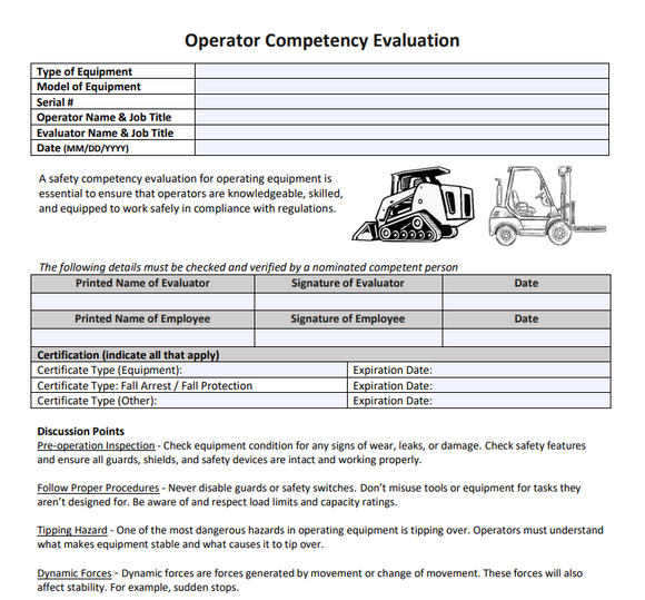 Template - Competency Evaluation for Operator (General)