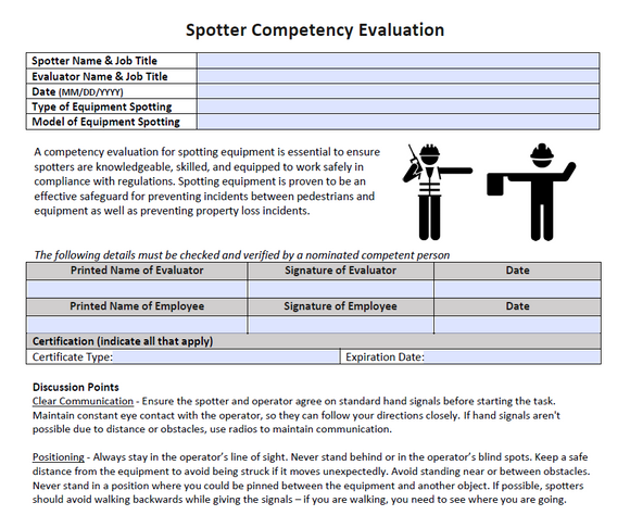 Template - Competency Evaluation for Spotter (General)