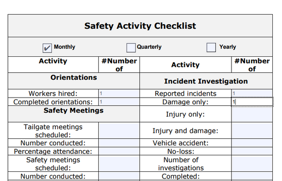 Safety Activity Checklist Safety Activity Checklist – The Safety Doc Shop
