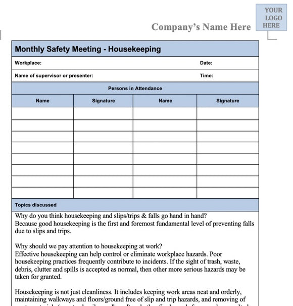 Monthly - Housekeeping