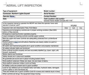 Inspection - Aerial Elevated Work Platform